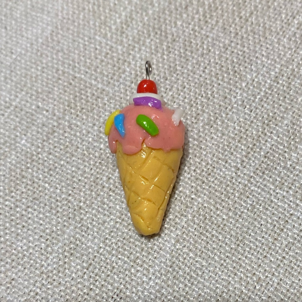 Colorful Clay Ice Cream Cone Charm/Keychain